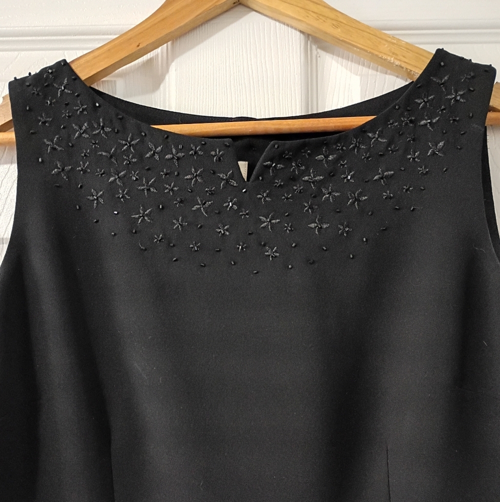 VTG David Warren Black Embroidered and Beaded Sleeveless Top Size 8